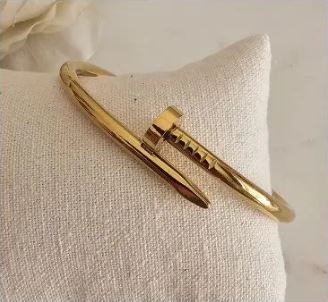 Europe New trending Nail Bangle Lock Bracelet Gold