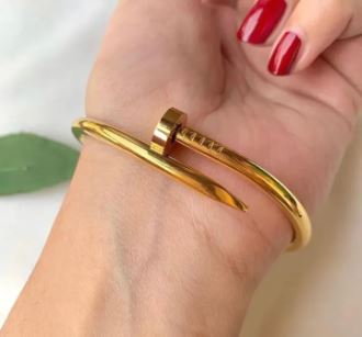 Europe New trending Nail Bangle Lock Bracelet Gold
