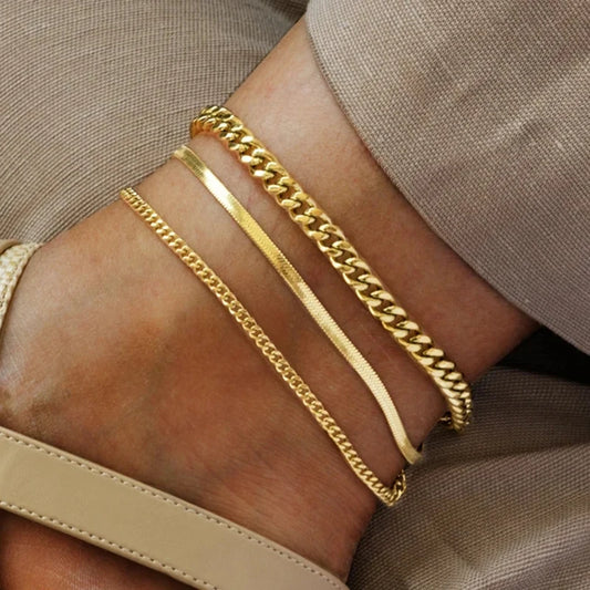 New Fancy Anklet For Girls Black Bead with Golden Chain Payall For Women
